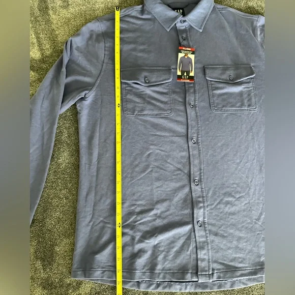 New Gap Men’s Blue Long Sleeve Knit Button Down Shirt, Size X-Large - Picture 8 of 9